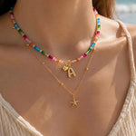 Colorful Beaded Initial Necklace