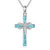 Silver Origami Turquoise Cross Pendant Necklace