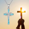 Silver Origami Turquoise Cross Pendant Necklace