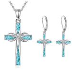 Silver Origami Turquoise Cross Pendant Necklace