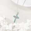 Silver Origami Turquoise Cross Pendant Necklace