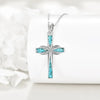 Silver Origami Turquoise Cross Pendant Necklace
