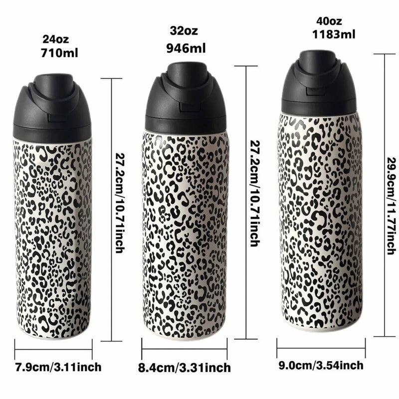 Leopard Print Insulated Water Bottle