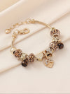 Leopard Print Beaded Charm Bracelet