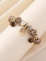 Leopard Print Beaded Charm Bracelet