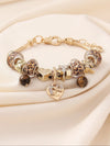 Leopard Print Beaded Charm Bracelet