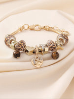 Leopard Print Beaded Charm Bracelet