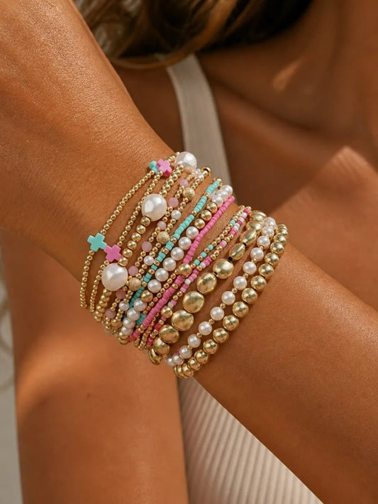 Bohemian Beaded Stretch Bracelet Set