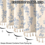 Floral Plant Shower Curtain with Tassels