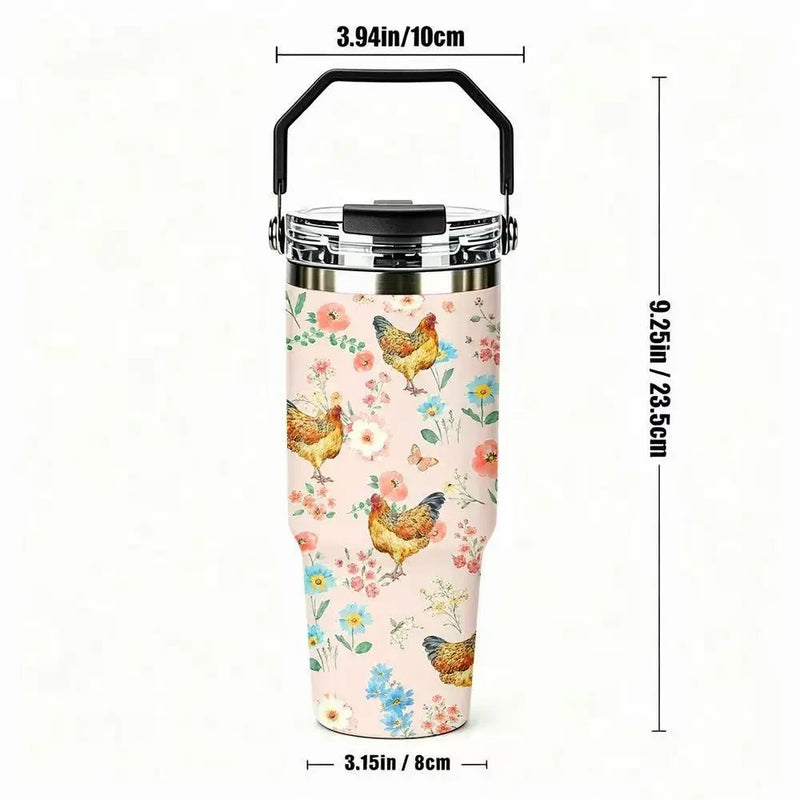 Floral Chicken Insulated Tumbler