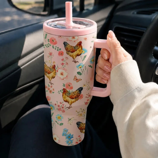 Floral Chicken Insulated Tumbler