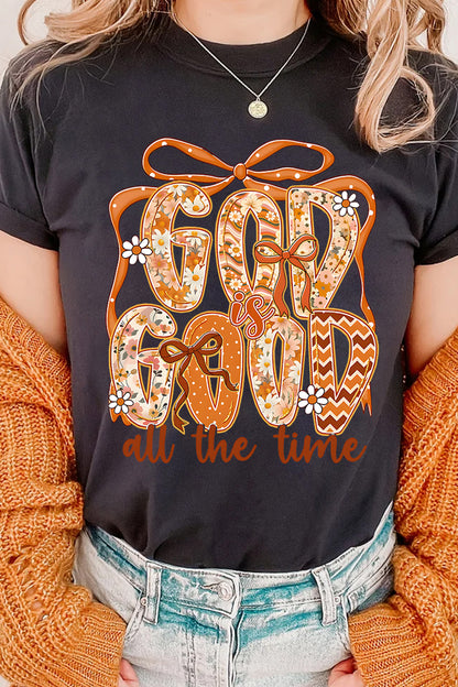 Black GOD IS GOOD Thanksgiving Theme Print Custom Graphic Tee
