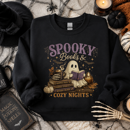Spooky Books & Cozy Nights Crewneck Sweatshirt - 6 Colors