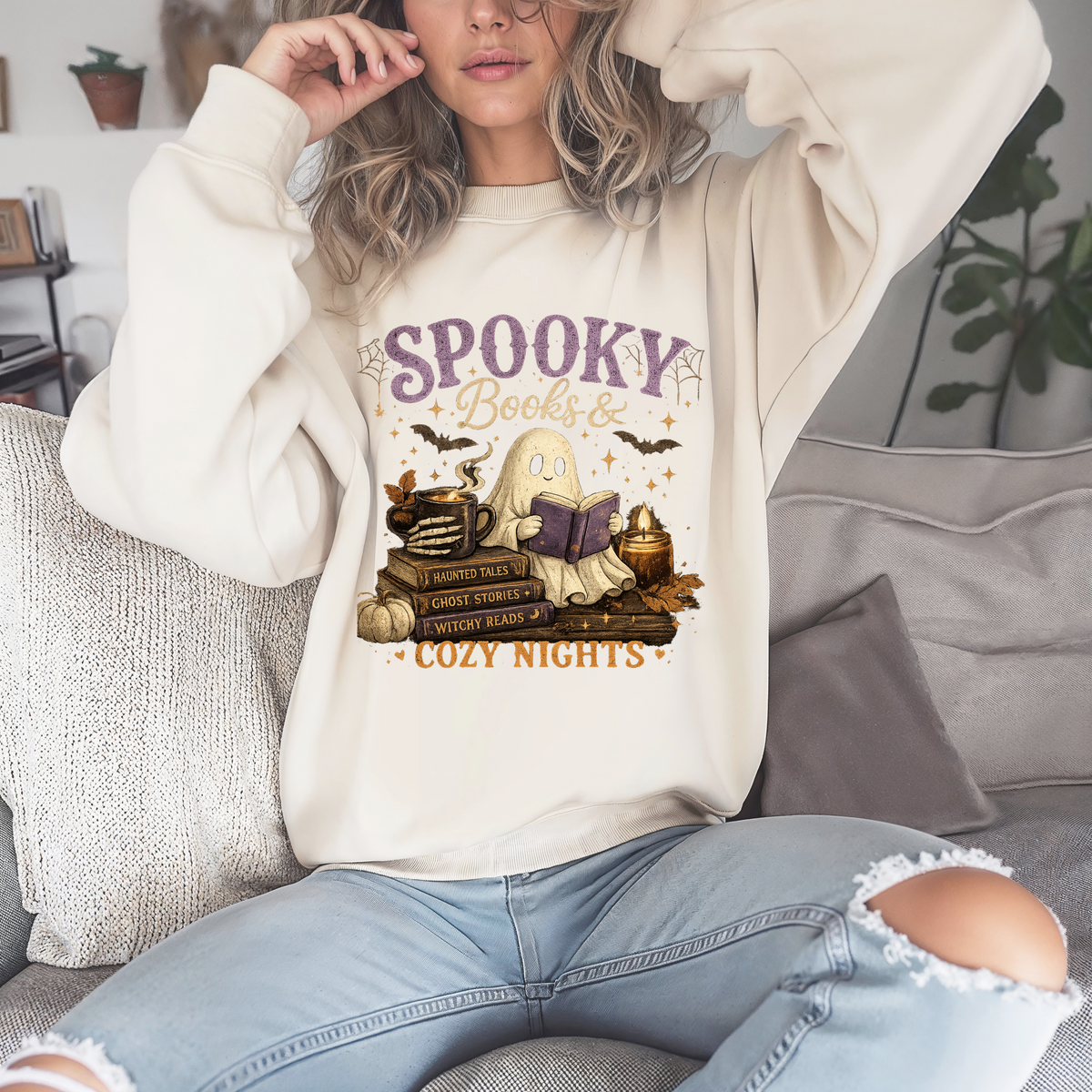 Spooky Books & Cozy Nights Crewneck Sweatshirt - 6 Colors