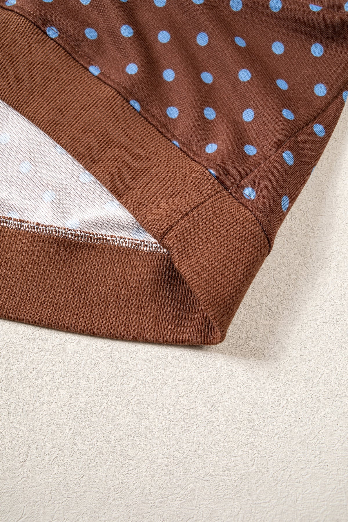 Blue Polka Dot Drawstring Wide Leg Long Sleeve Top Pant Set