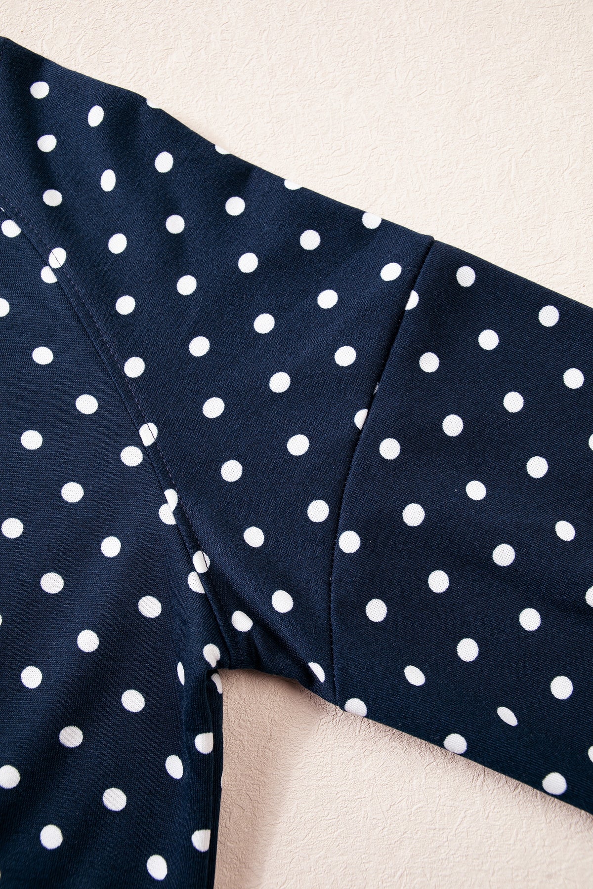 Blue Polka Dot Drawstring Wide Leg Long Sleeve Top Pant Set
