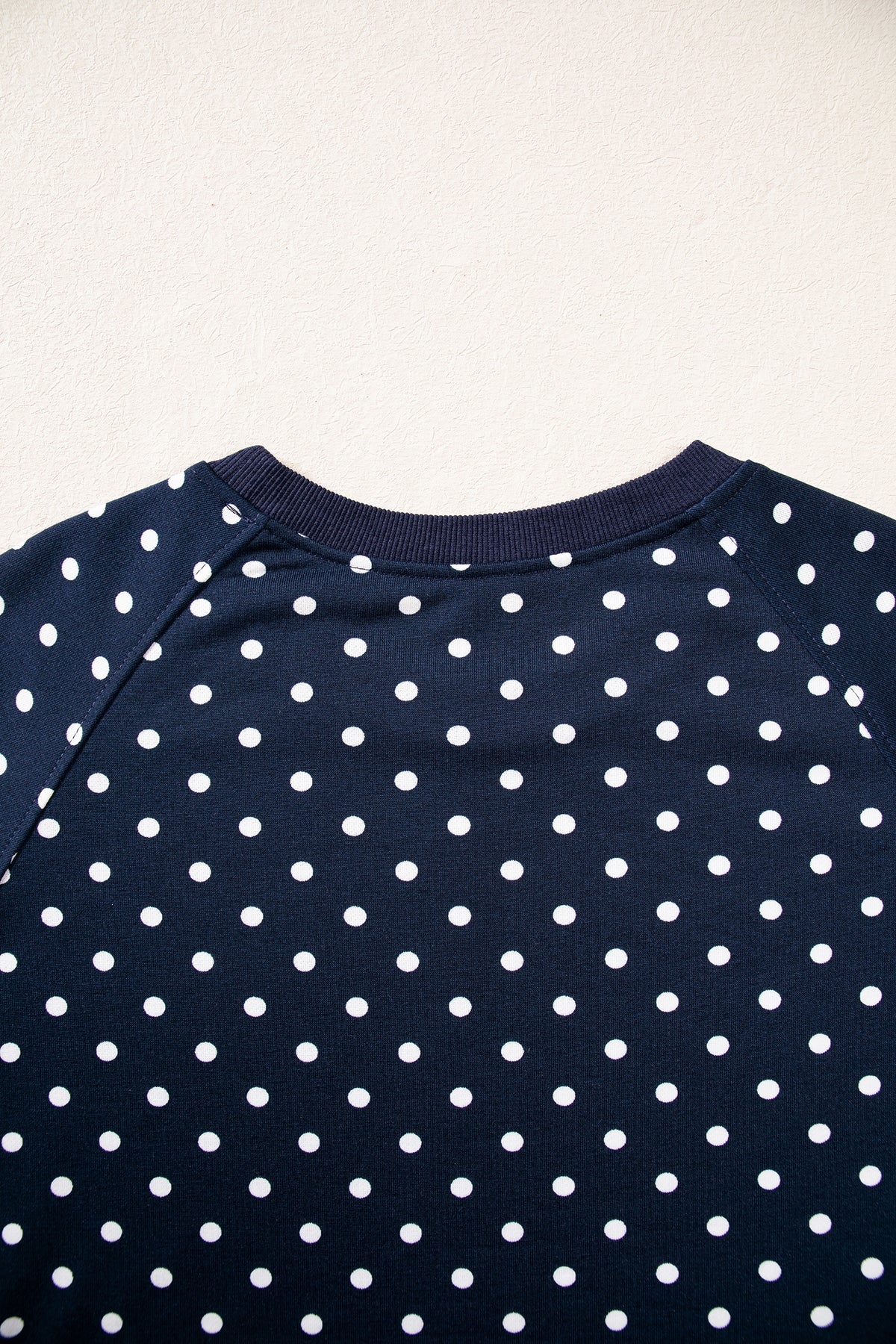 Blue Polka Dot Drawstring Wide Leg Long Sleeve Top Pant Set