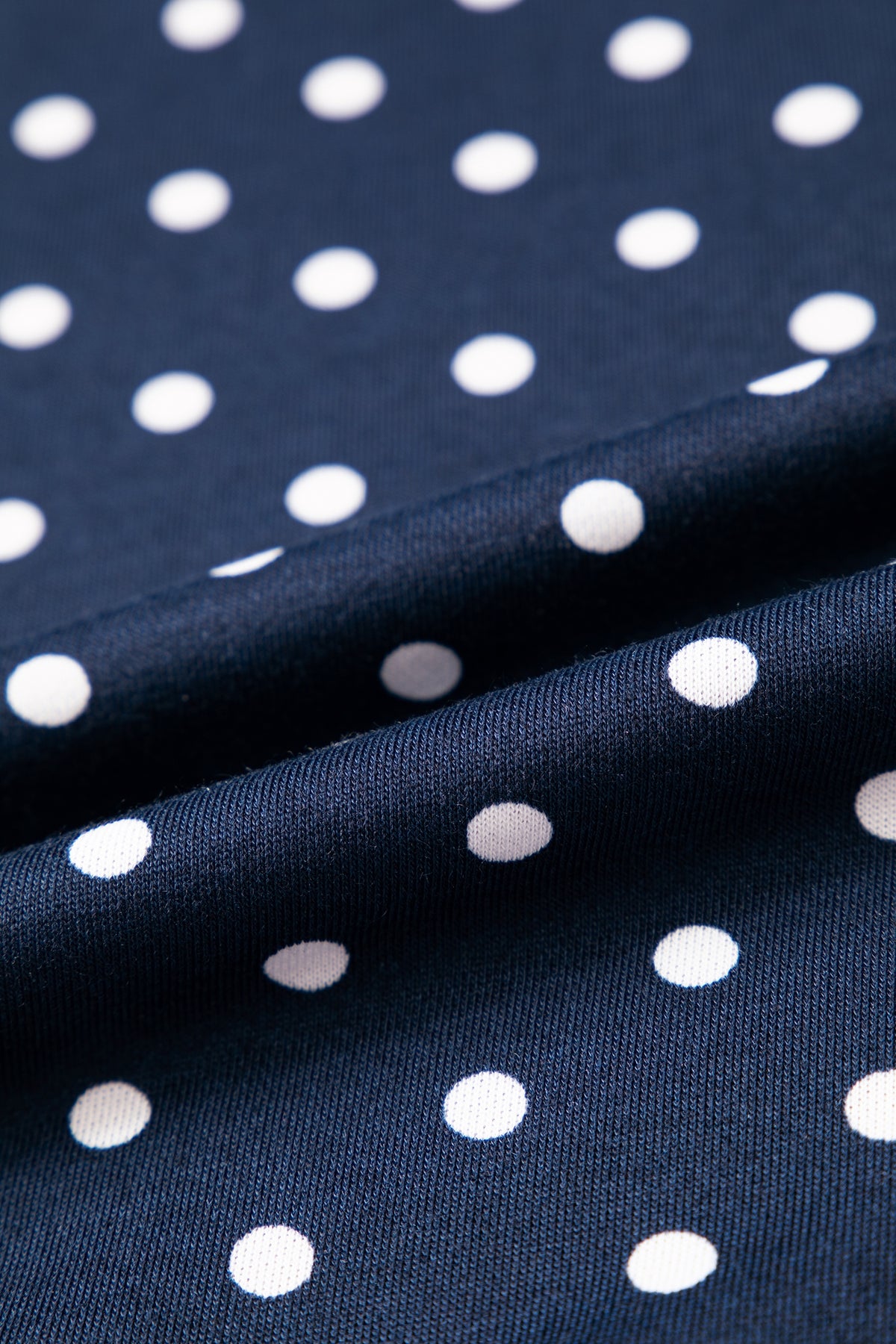 Blue Polka Dot Drawstring Wide Leg Long Sleeve Top Pant Set
