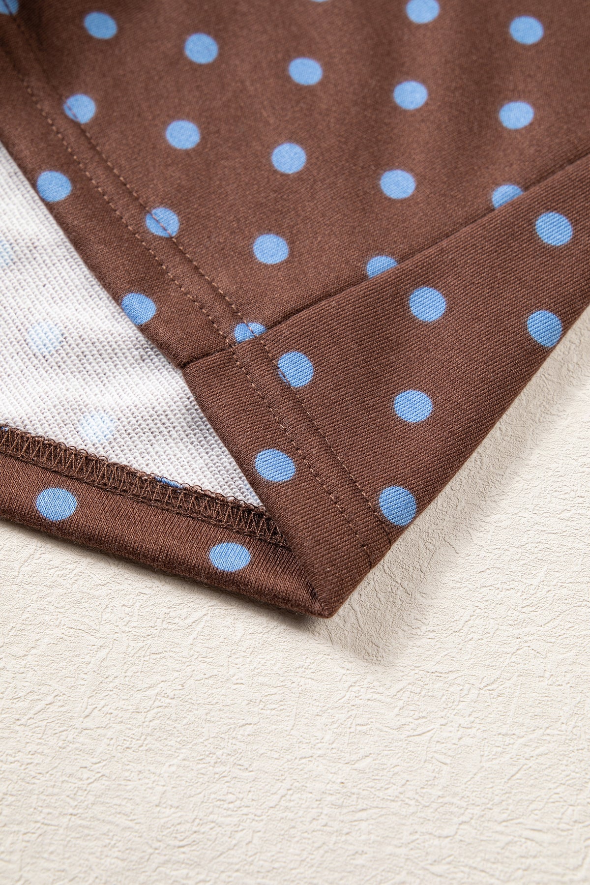 Blue Polka Dot Drawstring Wide Leg Long Sleeve Top Pant Set