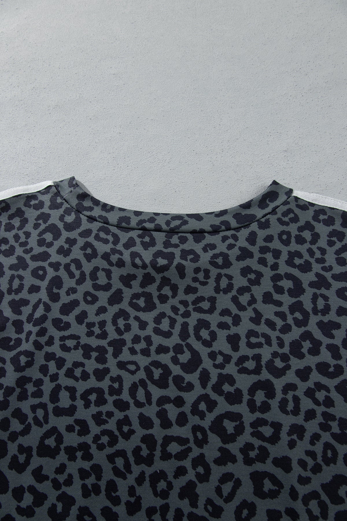 Gray Leopard Print Bracelet Sleeve Top Plus Size Loose Pants Set