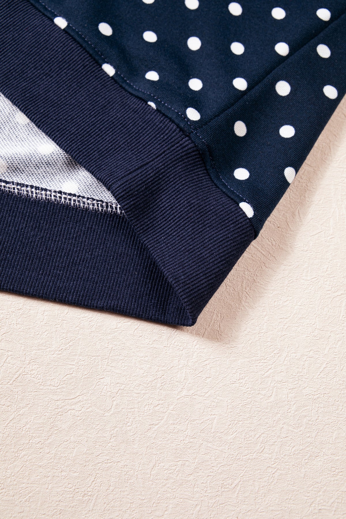 Blue Polka Dot Drawstring Wide Leg Long Sleeve Top Pant Set